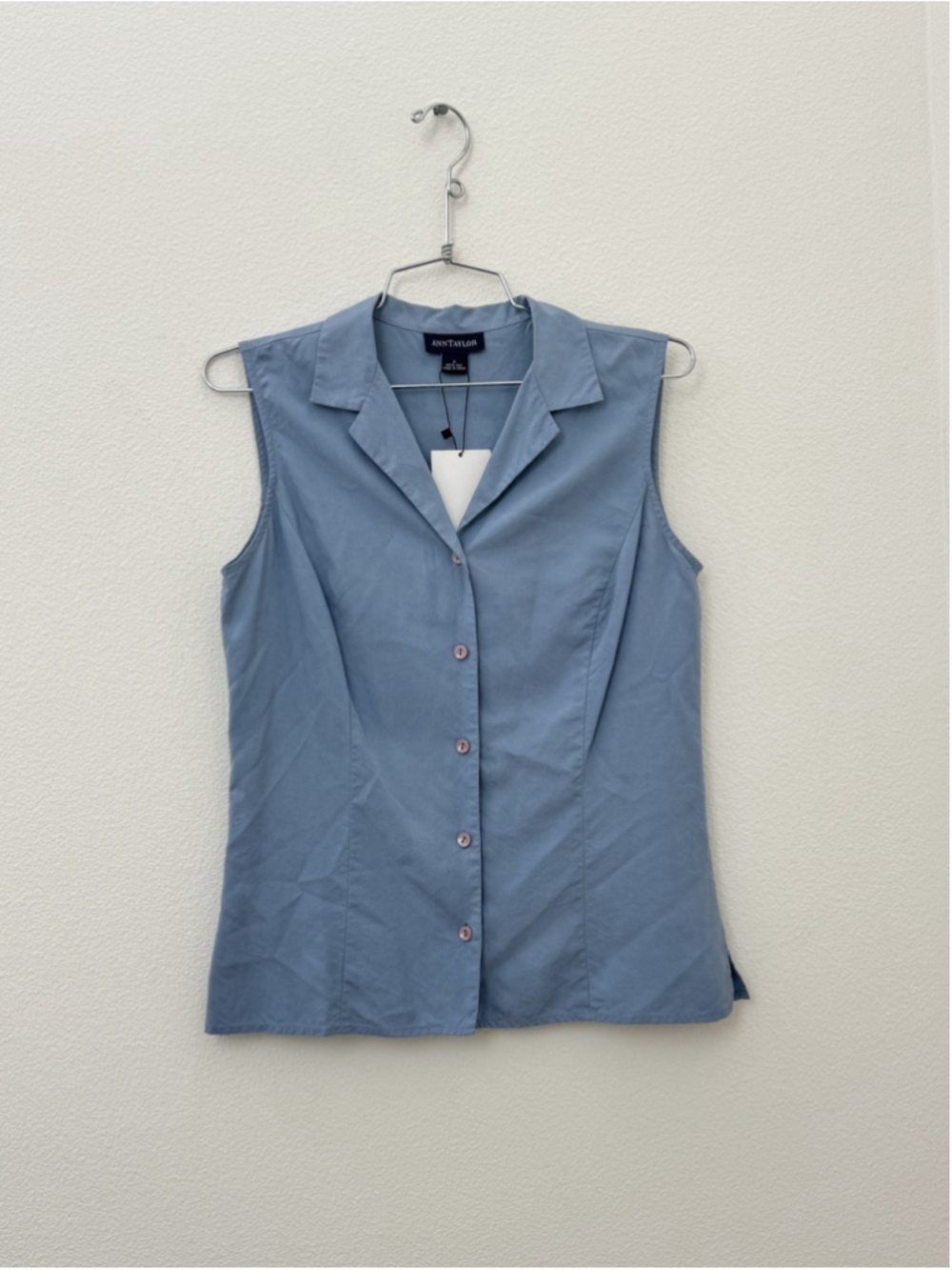 Vintage Ann Taylor Silke Sleeveless Button Down Top Size 2